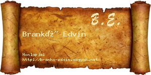 Brankó Edvin névjegykártya